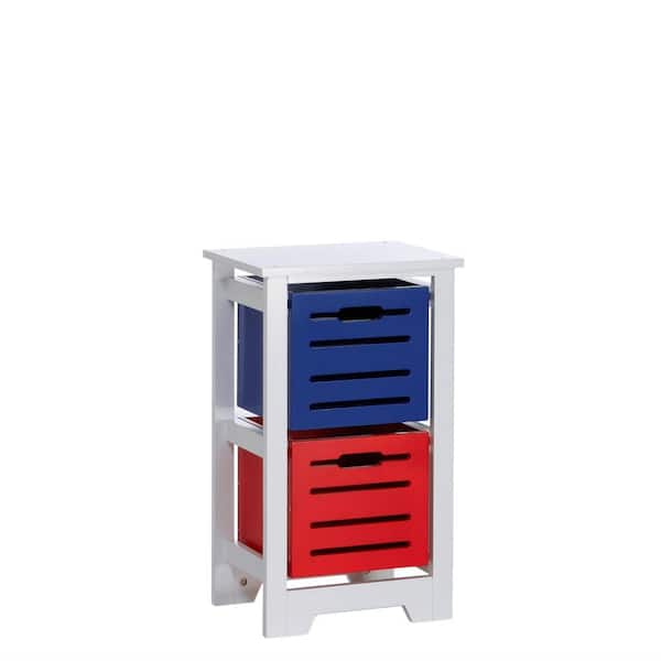 RiverRidge Home 16 in. x 26.25 in. 2-Bin Kids Storage Cabinet in White Frame/Red, Blue