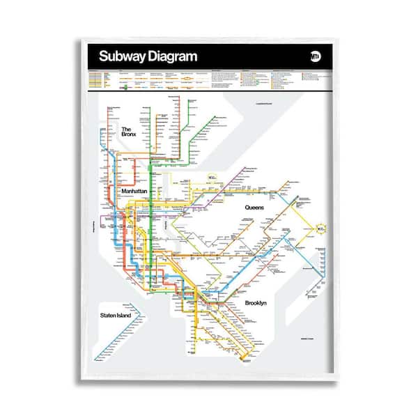 The Stupell Home Decor Collection New York City Urban Subway Diagram Chart Design By JG Studios Framed Country Art Print 14 in. x 11 in.
