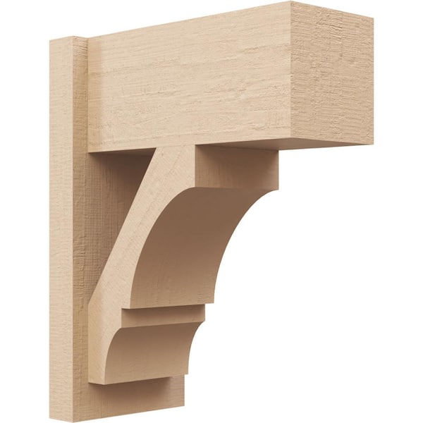 Ekena Millwork 8 in. x 20 in. x 16 in. Balboa Block Rough Cedar Woodgrain Timberthane Polyurethane Outlooker, Primed Tan