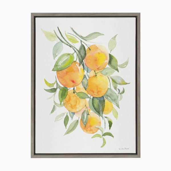 Kate and Laurel Sylvie "Orange Citrus" by Patricia Shaw Framed Canvas Wall Art 24 in. x 18 in.