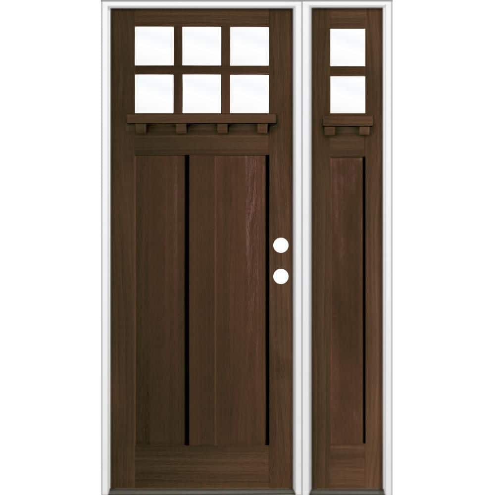 50 in. x 96 in. Craftsman 6-Lite Left-Hand/Inswing Clear Glass Black Stain Hemlock Wood Prehung Front Door w/RSL and DS price history on PriceWatchPro