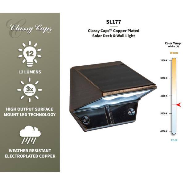 Classy Caps SL177 Solar Deck & Wall Lights 2 Pack/Copper 