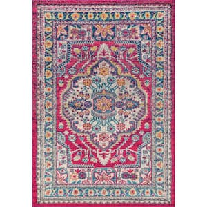 Bohemian Flair Boho Vintage Medallion Pink/Cream 5 ft. x 8 ft. Area Rug