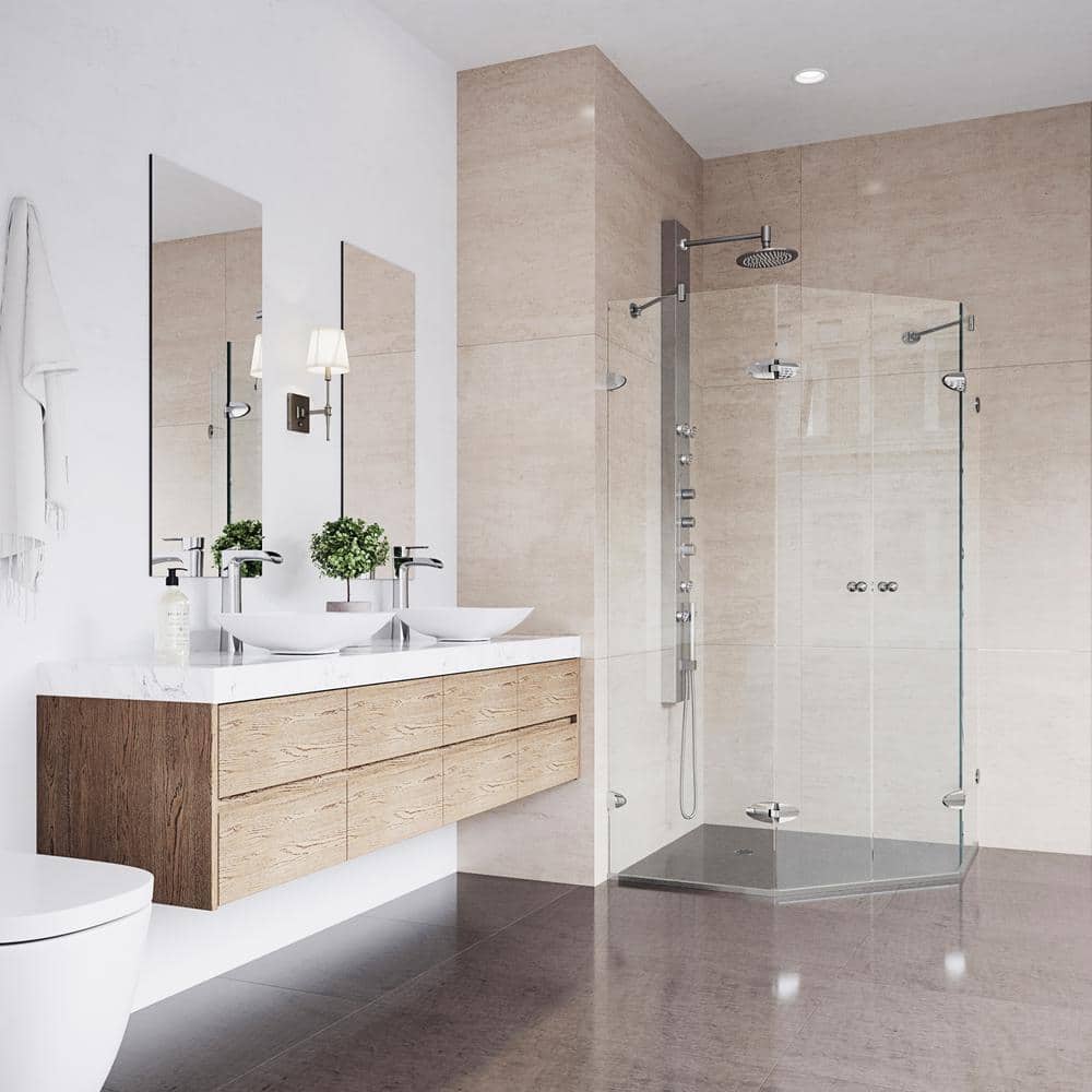 Gemini 47" Frameless Neo-Angle Shower Enclosure with Clear Glass