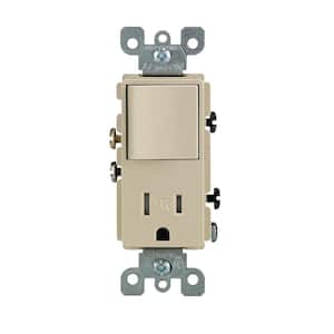 Decora 15 Amp Commercial Grade Combination Single Pole Rocker Switch and Outlet, Ivory
