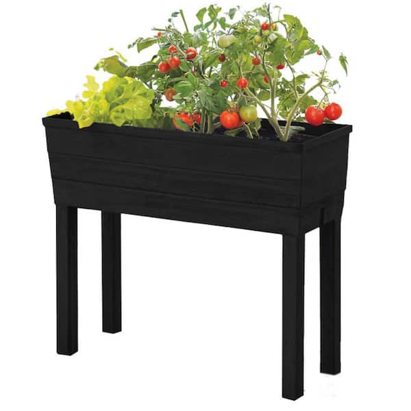 33 in. L x 13 in. W x 29 in. H Charcoal Gray Resin Elevated Garden Bed