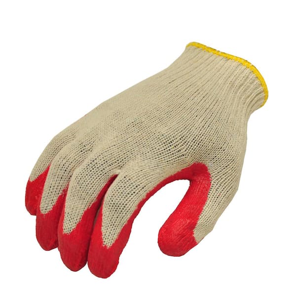 G & F 3106-10 String Knit Palm Latex Dipped Gloves, 10-Pairs Per Pack, Red, Large