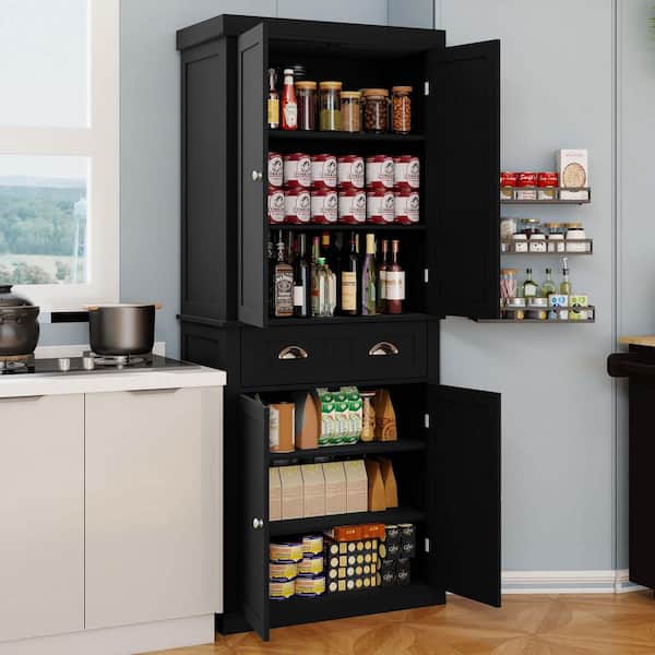 洋ﾀﾝｽ(No:1263243) XUJMK 30 in. W x 16 in. D x 72 in. H Black Linen Cabinet, 71 in