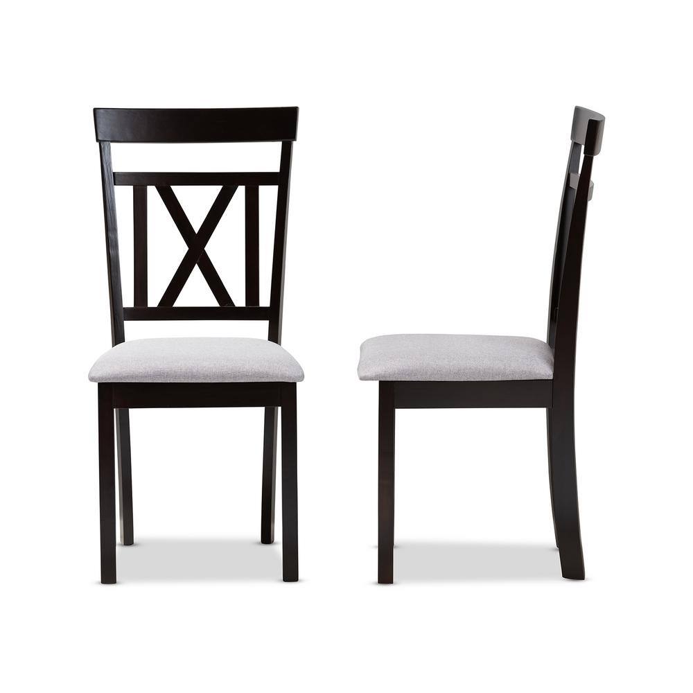 High Cross-Back Brown Leather Parsons Side Chair with Wood Frame