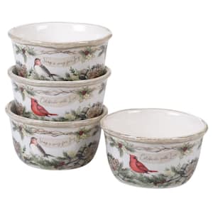 Holly and Ivy 4-Piece Holiday Multicolored Earthenware 20 oz. Ice Cream Bowl Set (Service for 4)