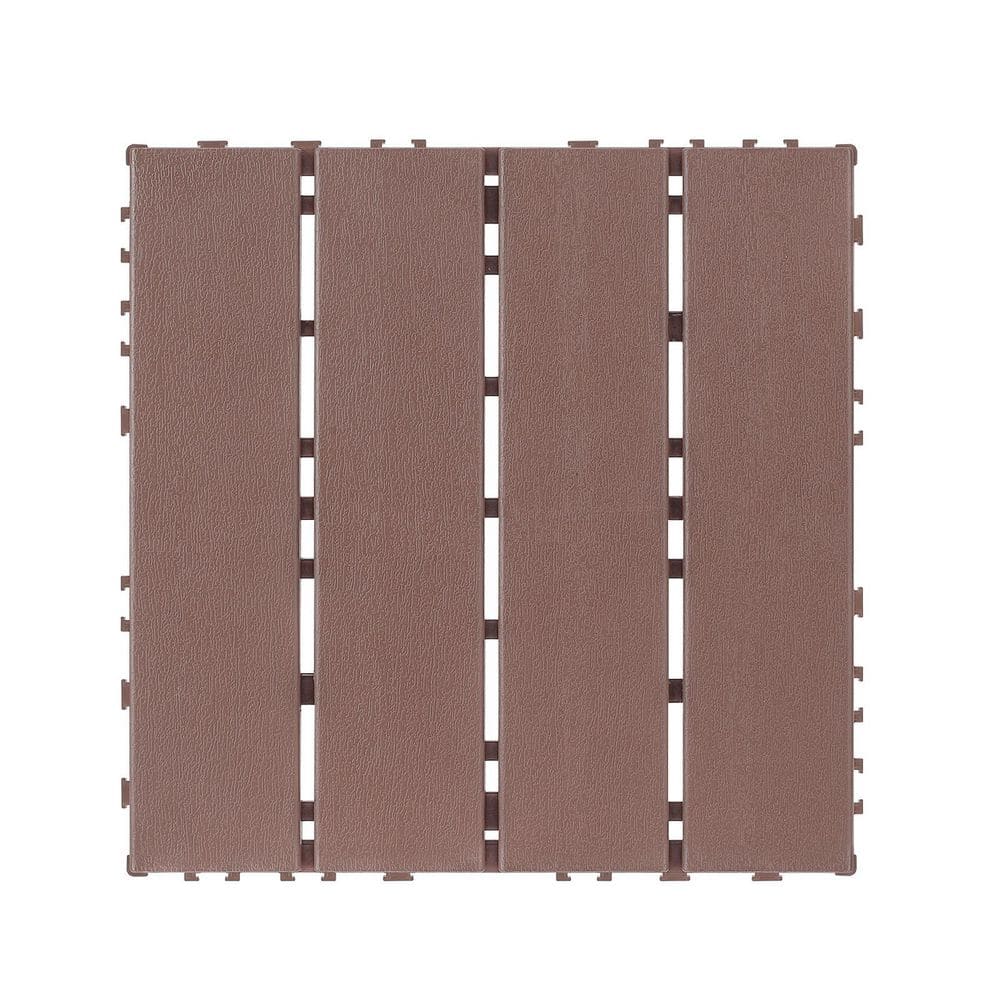 1 ft. x 1 ft. Upgraded Outdoor Patio Plastic Interlocking Deck Tiles, Garage Floor Tiles in Brown 1 (44-Per Case) price history on PriceWatchPro