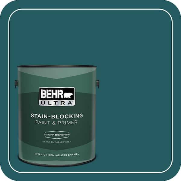 1 Gal. #S450-7A Out to Sea Extra Durable Semi-Gloss Enamel Interior Paint and Primer