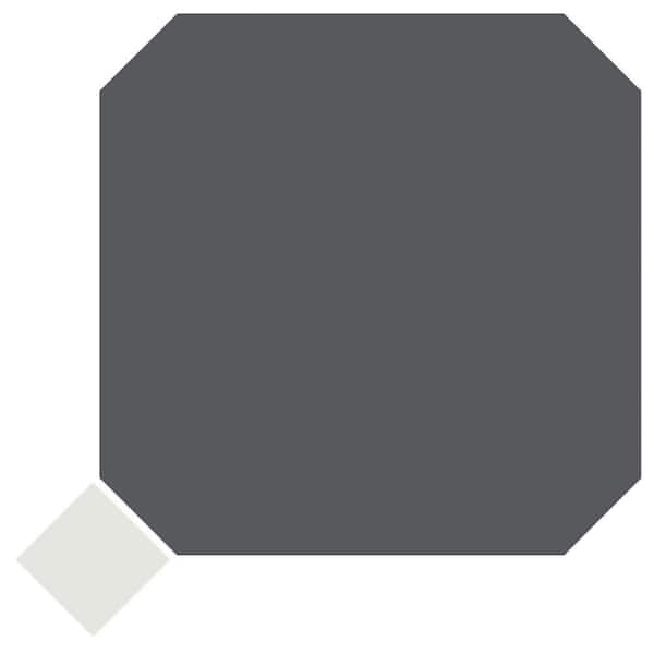 Merola Tile Vaudeville Octagon Antracita with Taco Nacar 8 in. x 8 in. Porcelain Floor and Wall Take Home Tile Sample