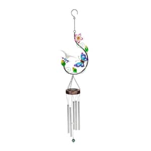41 in. Solar Metal Wind Chime, Butterfly and Flower