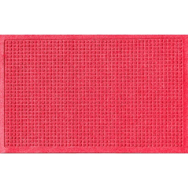 Bungalow Flooring Aqua Shield Squares Solid Red 18 in. x 27 in. PET Polyester Door Mat