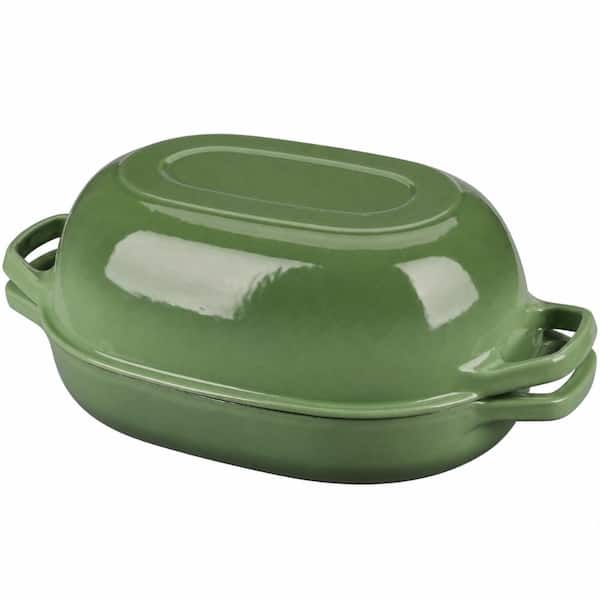 7 qt. Oval Enameled Cast Iron Dutch Oven with Lid, Pistachio Green for Sourdough Bread Baking