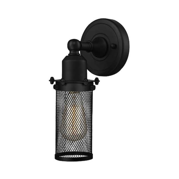 Quincy Hall 1-Light Matte Black Wall Sconce with Black Metal Shade