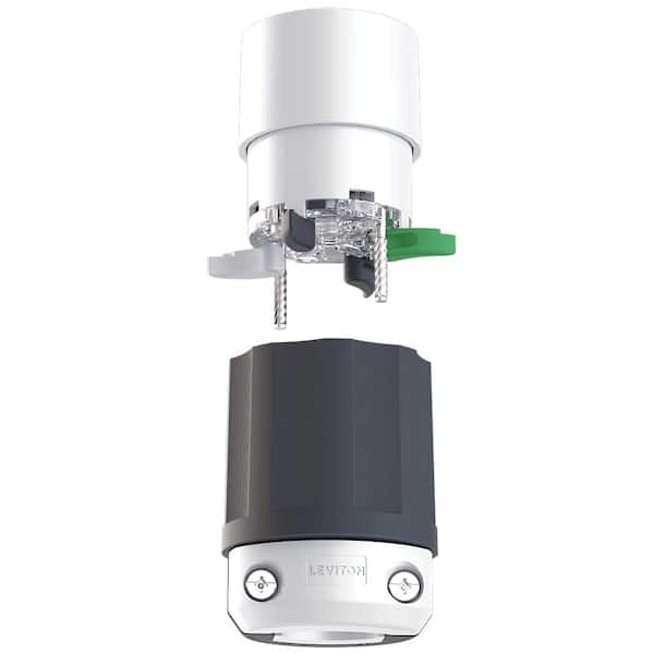 Black & White Lever Edge 30 Amp 125/250 Volt Locking Connector, NEMA L14-30R, 3P, 4W, Industrial Grade 2713E-BX