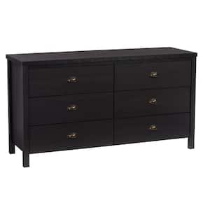 Boston 6-Drawer Black Dresser 30''H x 55''W x 18''D