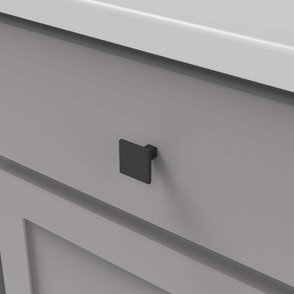 Matte Black Solid Metal Square Cabinet Knob