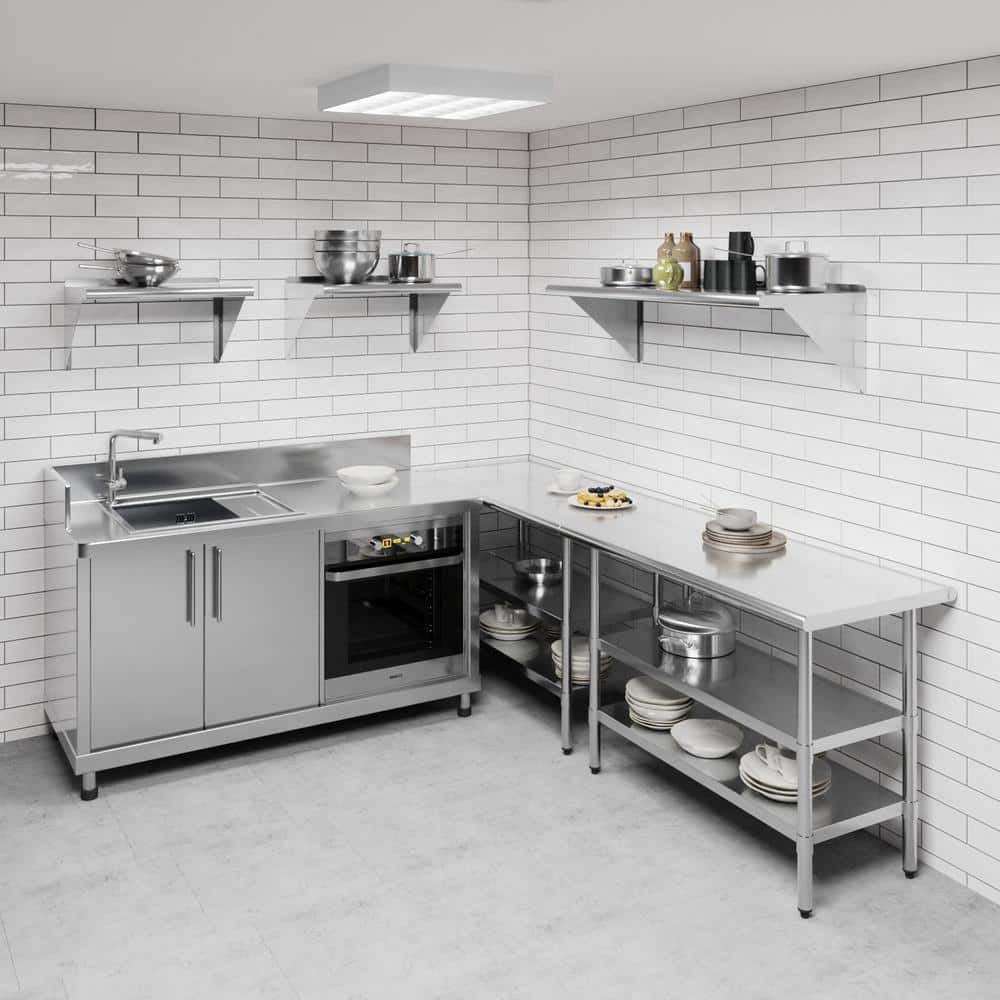 48" Long 18" Deep Stainless Steel Wall Shelf