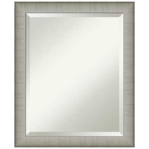 Elegant Brushed Pewter Narrow 19 in. H x 23 in. W Framed Wall Mirror