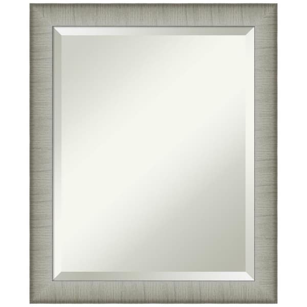 Amanti Art Elegant Brushed Pewter Narrow 19 in. H x 23 in. W Framed Wall Mirror