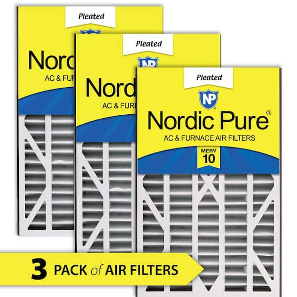 Nordic Pure 16 in. x 25 in. x 3 in. Air Bear Cub Replacement MERV 10 Air Filter (3-Pack)