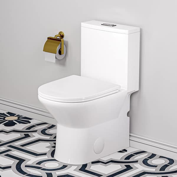 Naples 25 in. Depth 1.1/1.6 GPF Dual Flush Compact Elongated Chair Height One Piece Toilet in White, 12 in. Rough-in