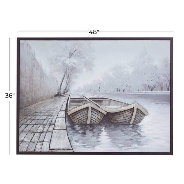 1- Panel Landscape Trees Framed Wall Art with Silver Frame 48 in. x 71 in.