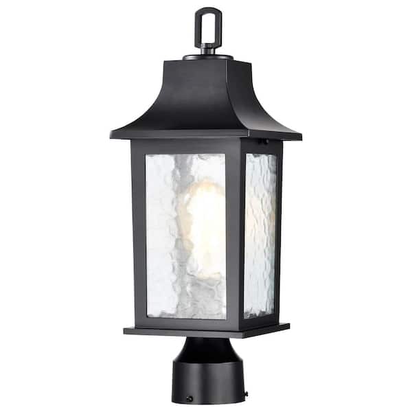 Stillwell 1-Light Matte Black Aluminum Hardwired Outdoor Weather Resistant Post Light Set with No Bulbs Included