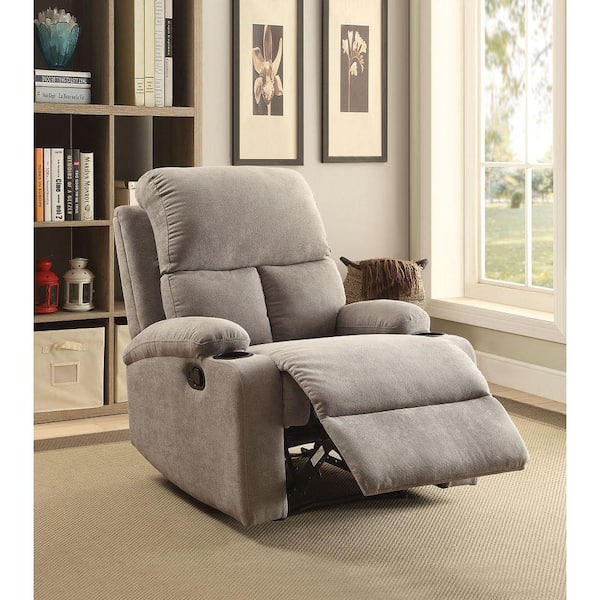 gray velvet recliner chair