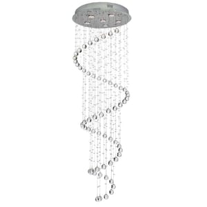 Hankins 6-Light Chrome Spiral Shape Chandelier with Clear Crystals