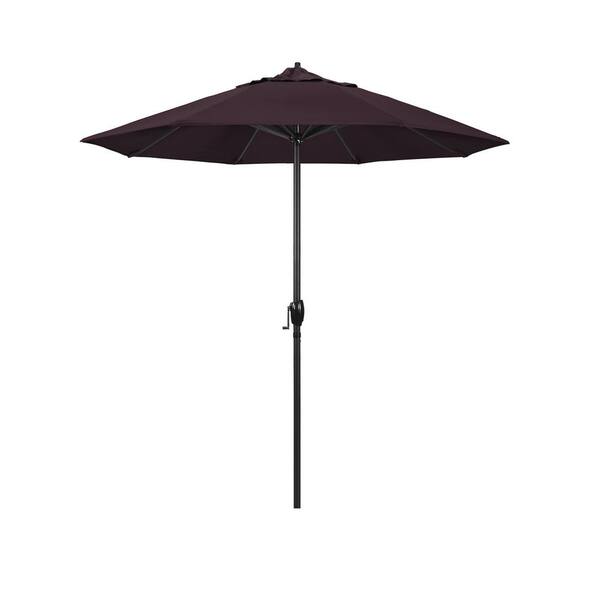 California Umbrella 7.5 ft. Black Aluminum Market Patio Umbrella Auto Tilt in Purple Pacifica