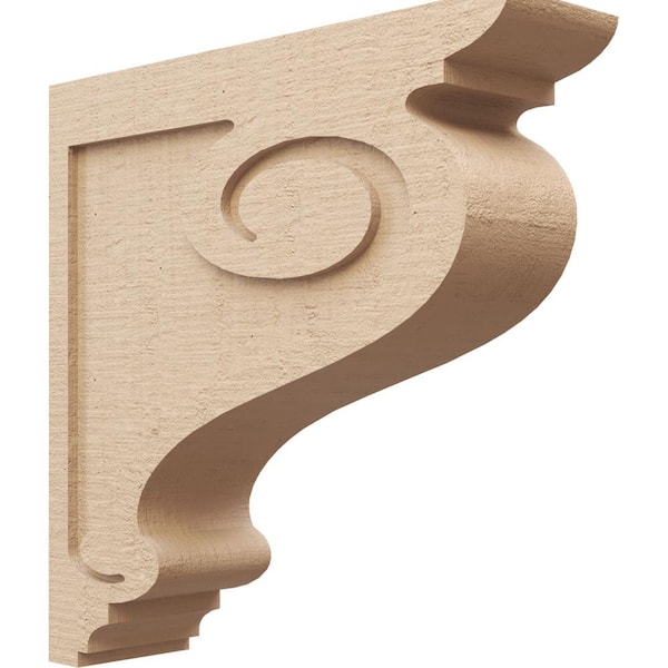 Ekena Millwork 6-in. x 24-in. x 24-in. Series 1 Thin Scroll Rough Cedar Woodgrain Timberthane Polyurethane Corbel, Primed Tan
