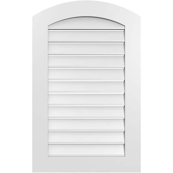 Ekena Millwork 24" x 36" Arch Top Surface Mount PVC Gable Vent: Non-Functional with Standard Frame