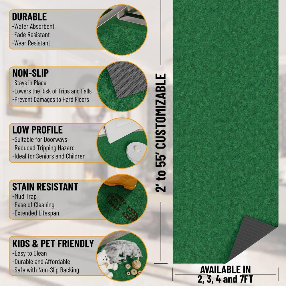 Green Non-Slip Rubberback Utility Entryway Mat