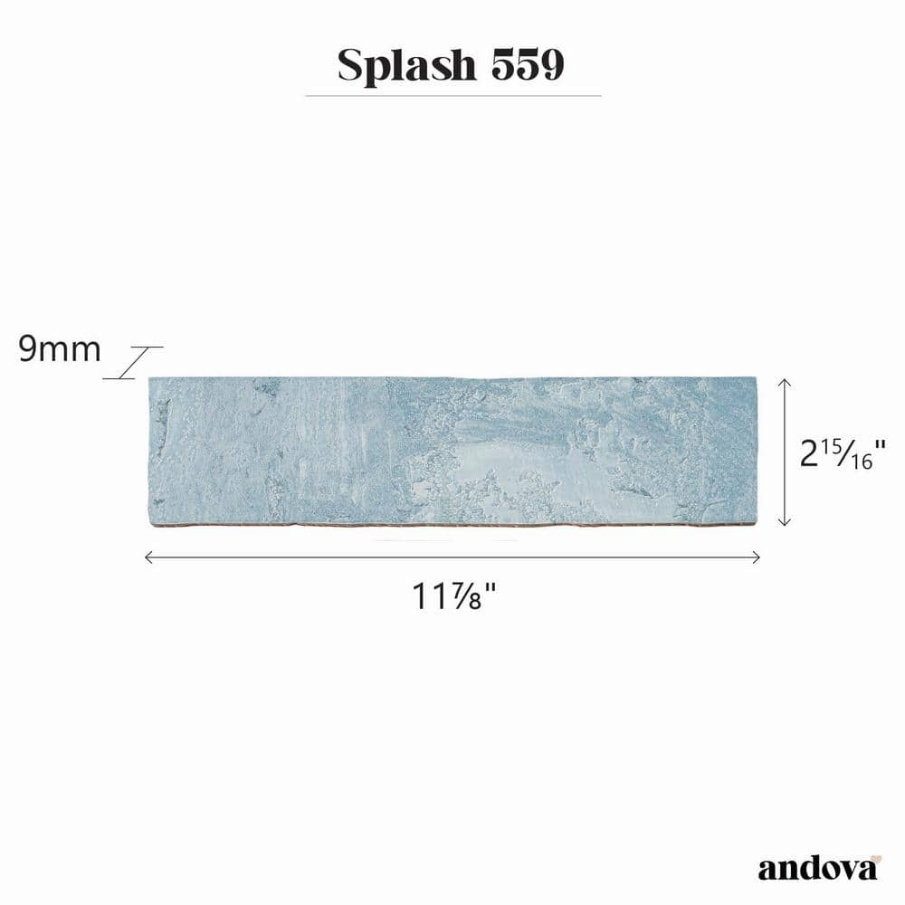 Mermaid Blue Glossy Ceramic Subway Wall Tile 3" x 12"
