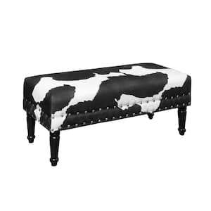 Designs 4-Comfort Black Faux Cowhide Bench with Nailheads 23 in. H x 40 in. W x 17 in. D