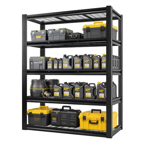 5-Tiers Heavy Duty Steel Adjustable Garage Storage Shelving Unit in Black (60 in. W x 72 in. H x 23.6 in. D)