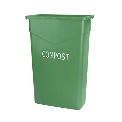 TrimLine 23 Gal. Green Rectangular Trash Can Imprinted with Compost (4-Pack)