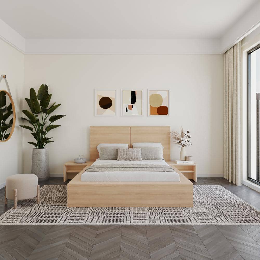 Nexera Marcy 4-Piece Natural Blonde Oak Wood Full Size Bedroom Set