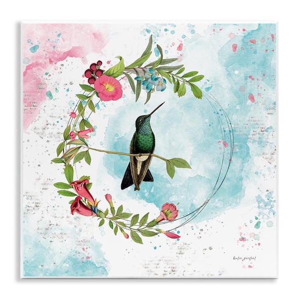 Stupell Industries Hummingbird within Wreath by Katie Pertiet Unframed Animal Graphic Art Print 12 in. x 12 in.