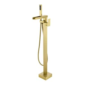 Single-Handle Free Standing Claw Foot Freestanding Tub Faucet with Handheld Shower in. Brushed Gold