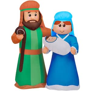 6 ft. x 3 ft. Pre-Lit Holy Family Baby Jesus, Mary and Joseph Christmas Inflatable with Storage Bag