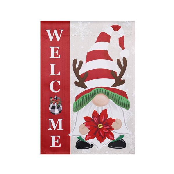Meadow Creek 12 in. x 18 in. Welcome Holiday Gnome Garden Flag