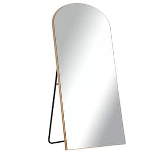 38 in. W x 71 in. H Arch Mirror Gold Wood Framed Mirror Full Length Mirror Oversized Floor Mirror