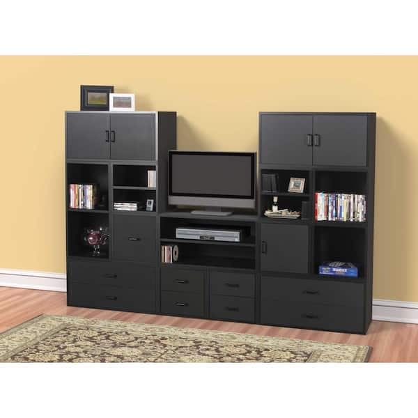 Unbranded 30 in. Black 2-Drawer Large Cube