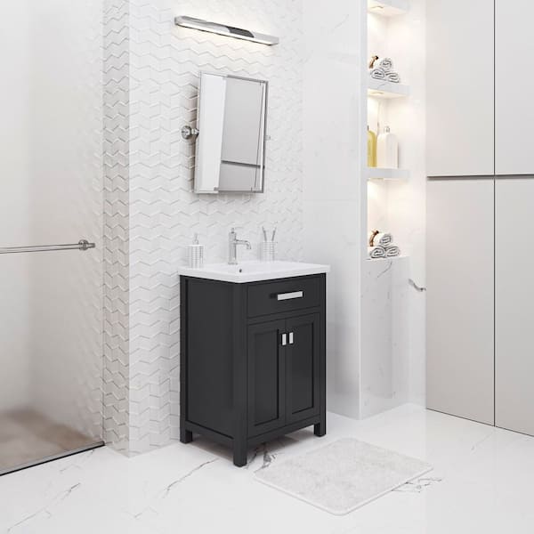 Myra 24 in. Bath Vanity in Espresso with Integrated Ceramics Vanity Top and Sink