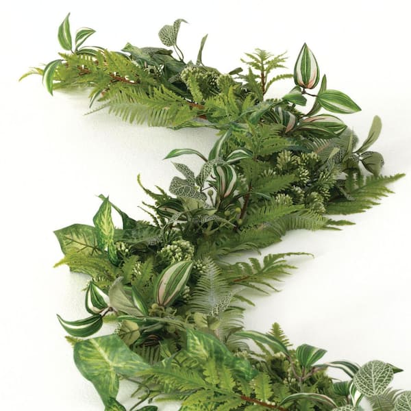 6 ft. Artificial Mixed Leaf Foliage Garland, Green